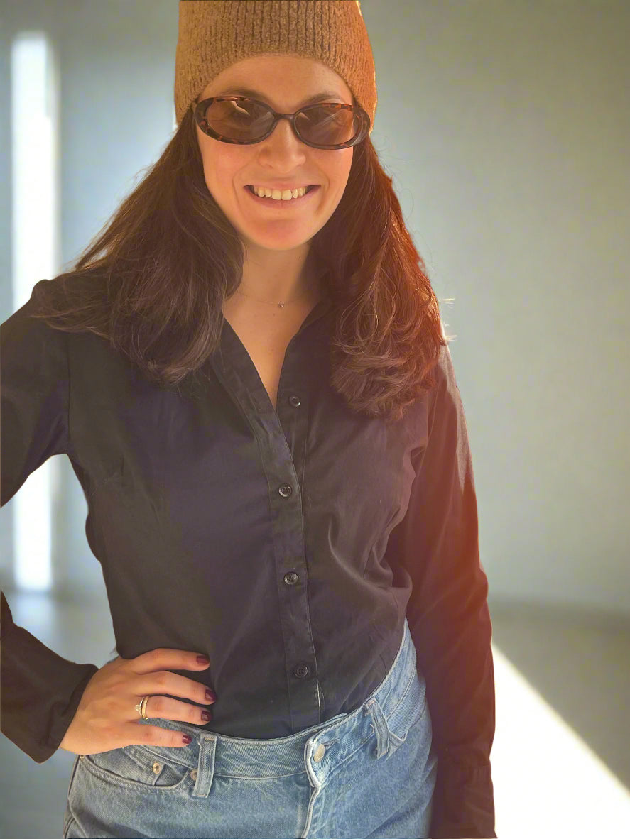 black button-up shirt