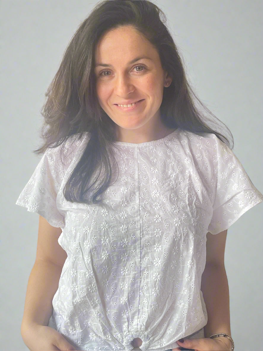 white t-shirt with tie front by ZARA