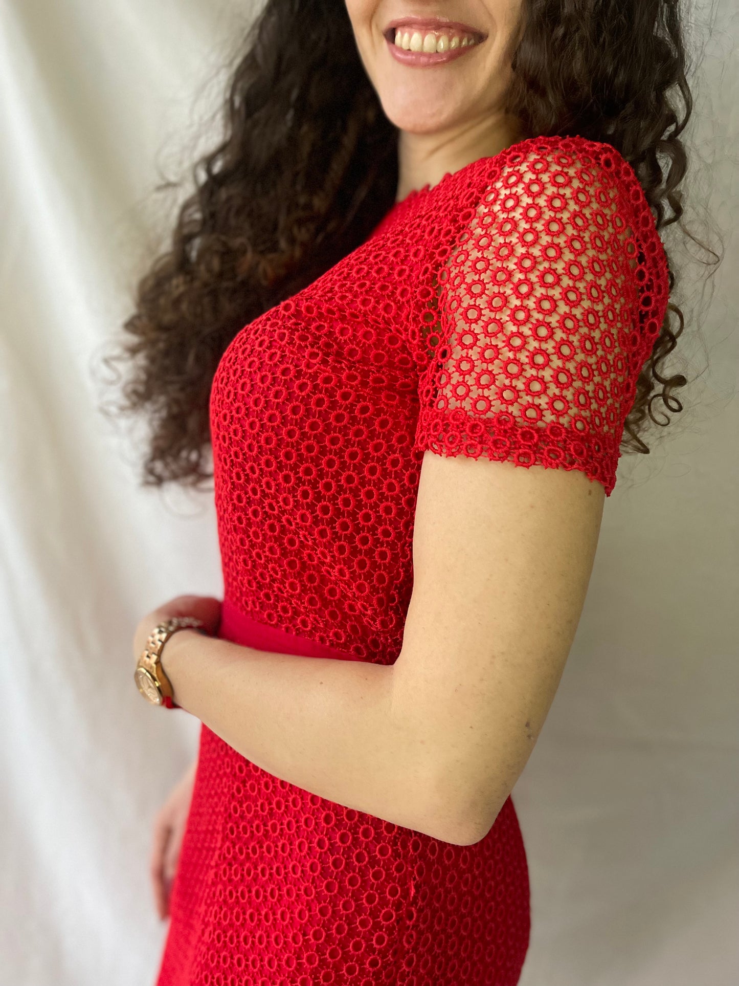 formal red midi dress by Kosmika