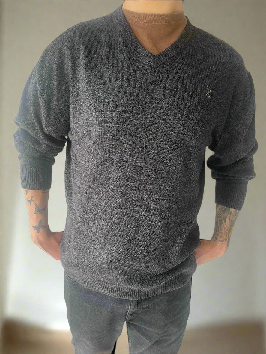 тъмносив пуловер US Polo