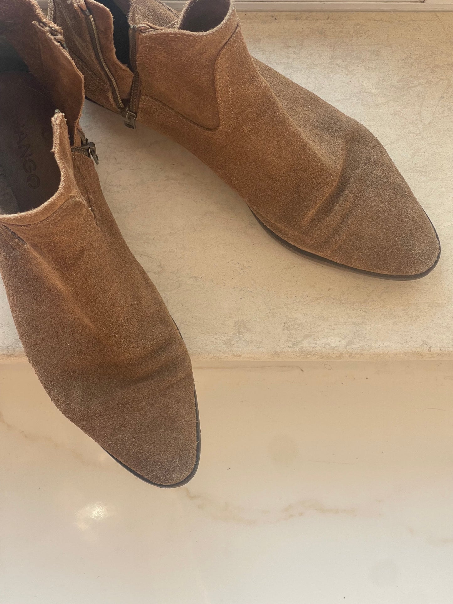 brushed leather boots by Mango