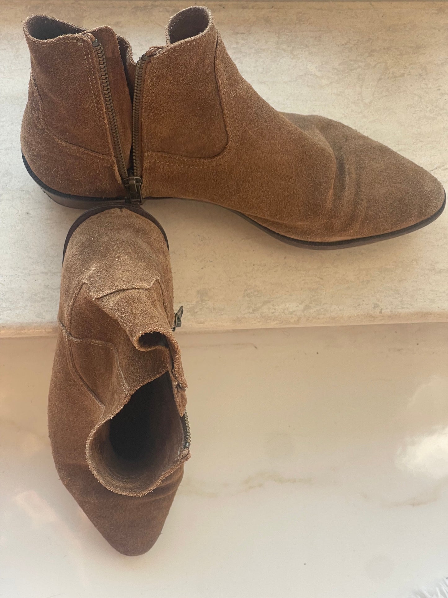 brushed leather boots by Mango