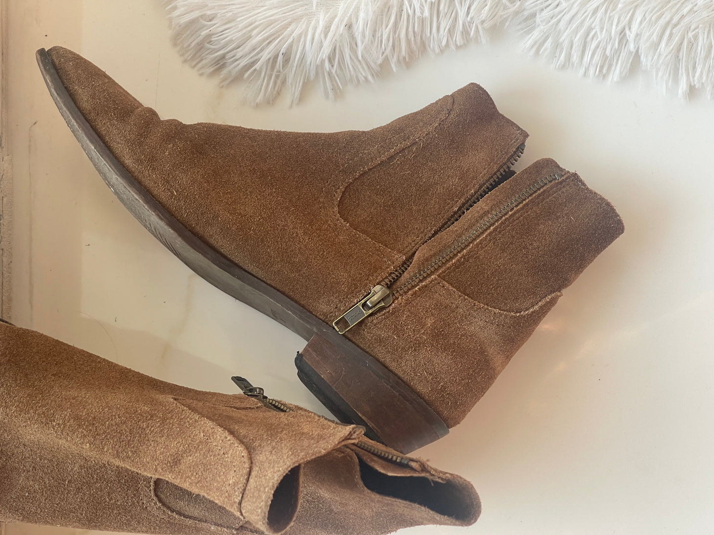 brushed leather boots by Mango