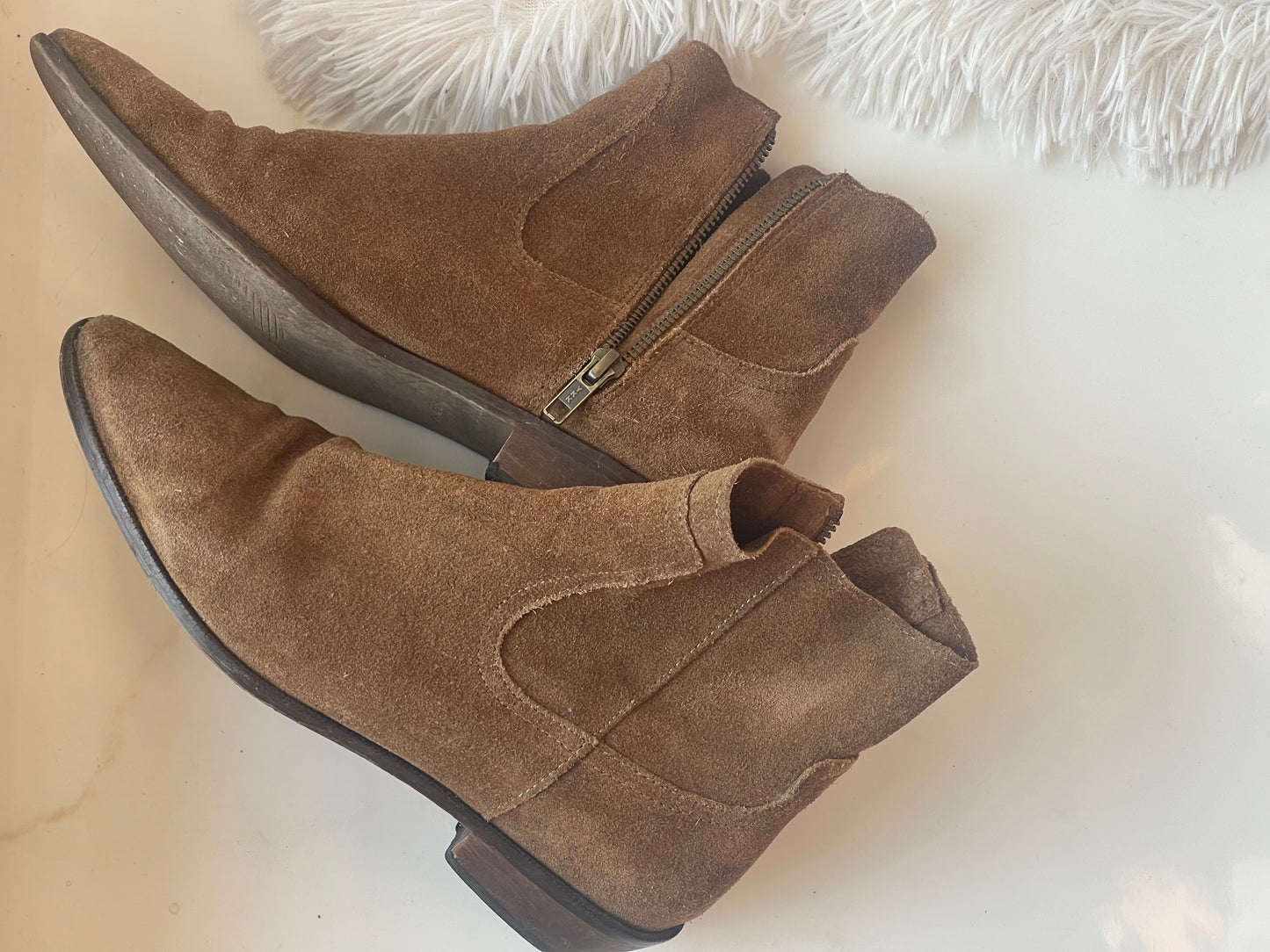 brushed leather boots by Mango