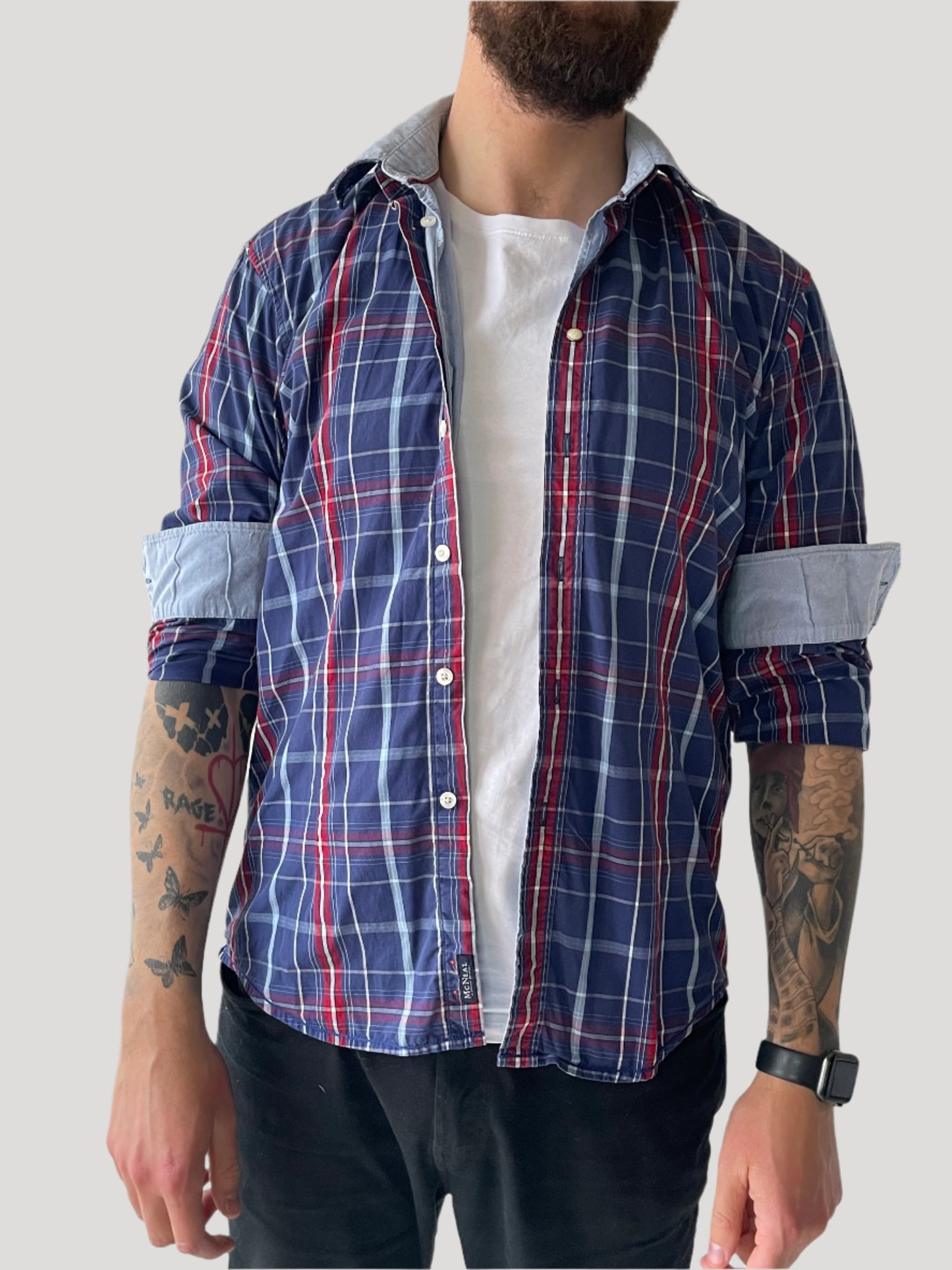 checkered long-sleeve shirt