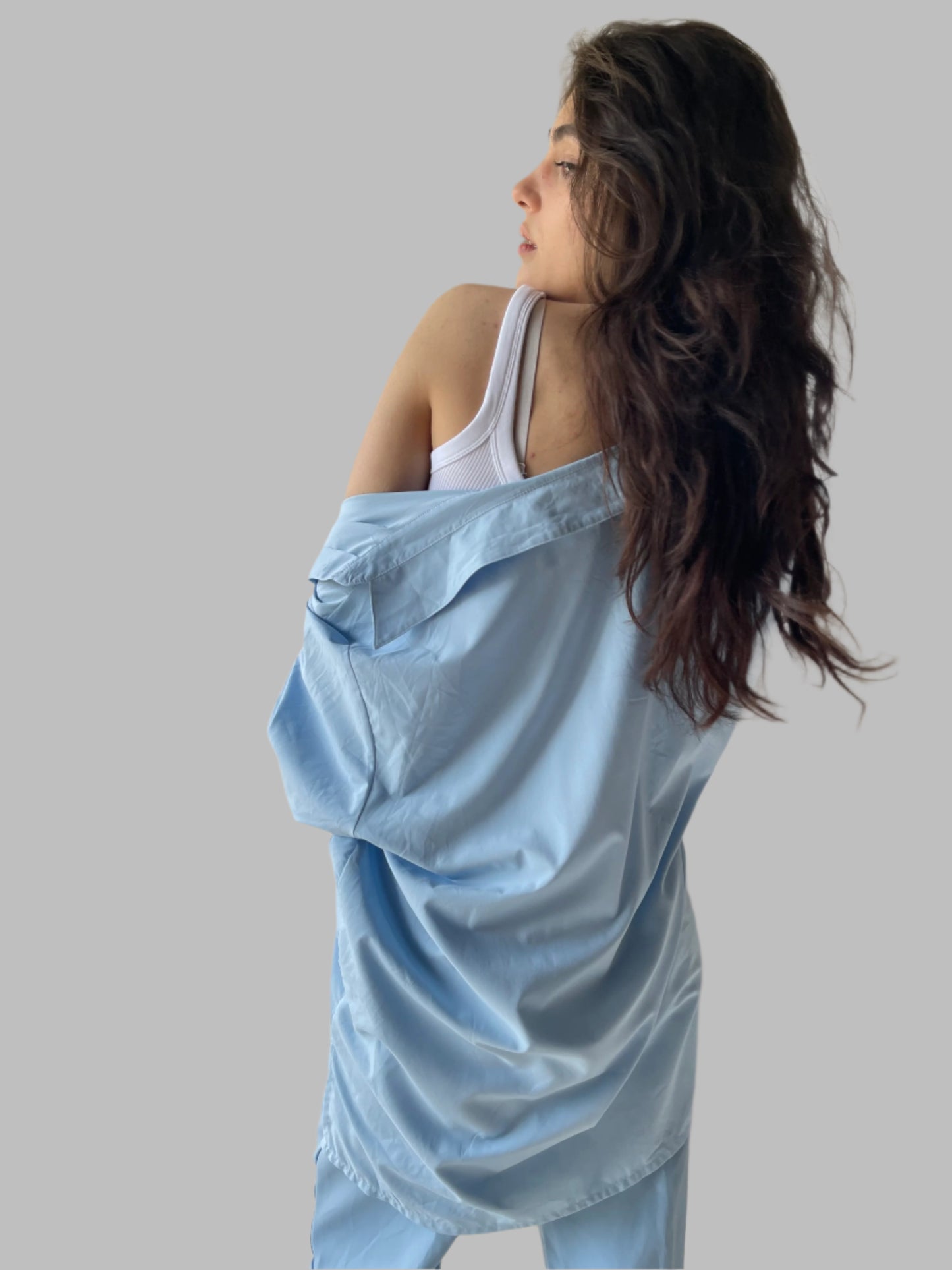 soft baby blue oversized shirt