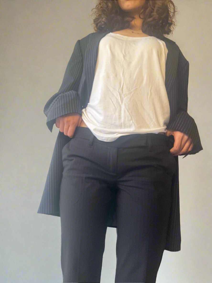 navy suit trouser with boot cut