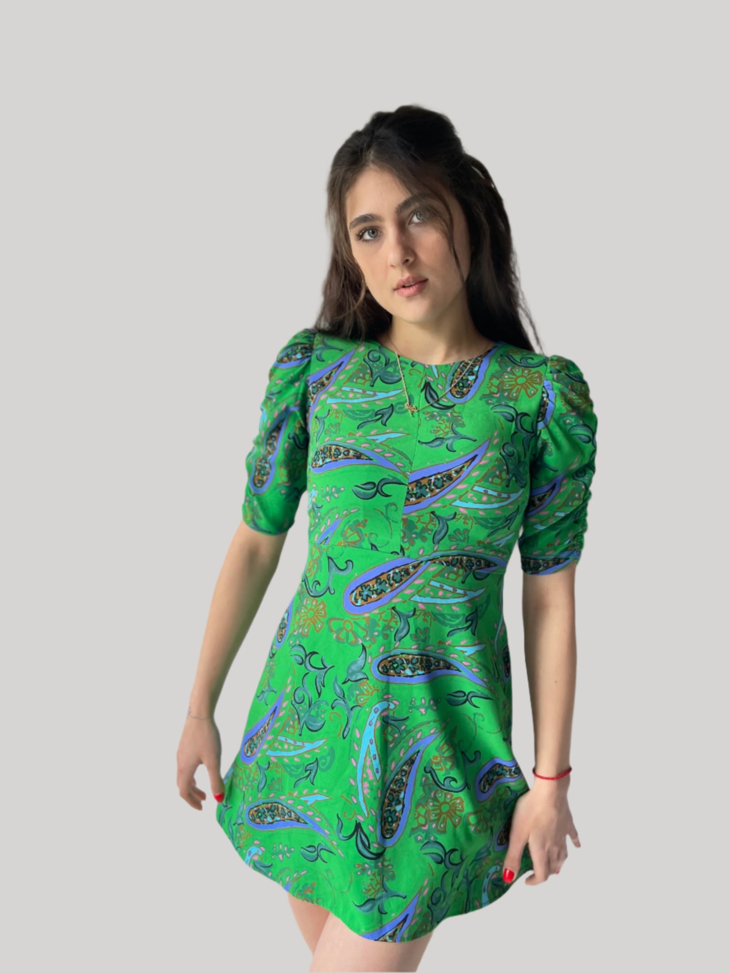 green summer mini dress by ZARA