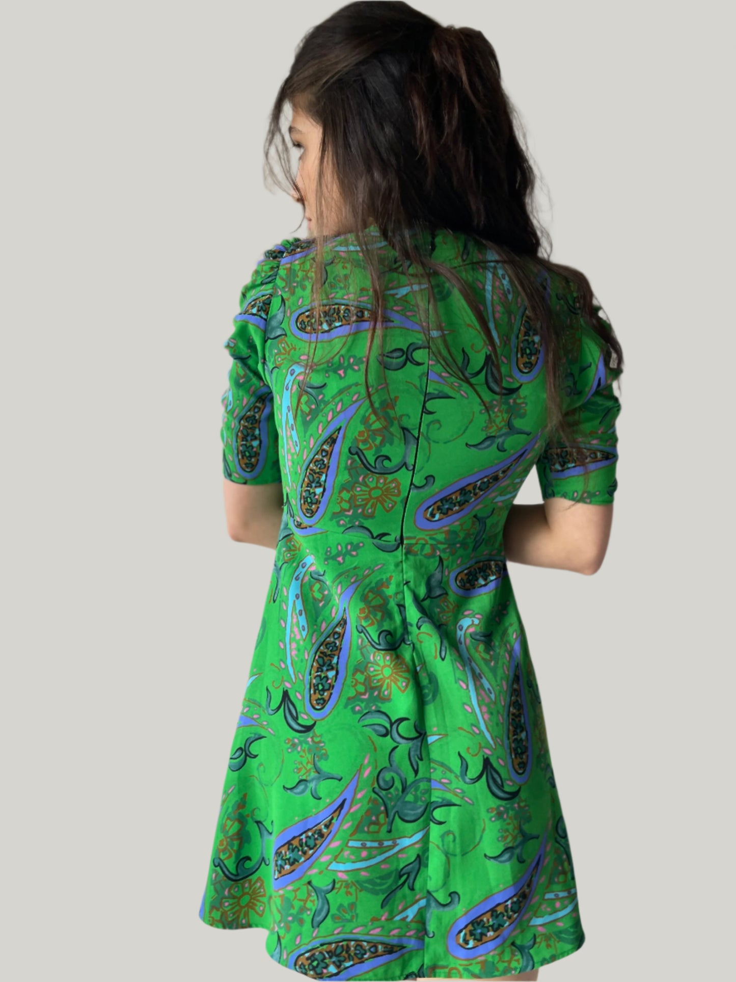green summer mini dress by ZARA