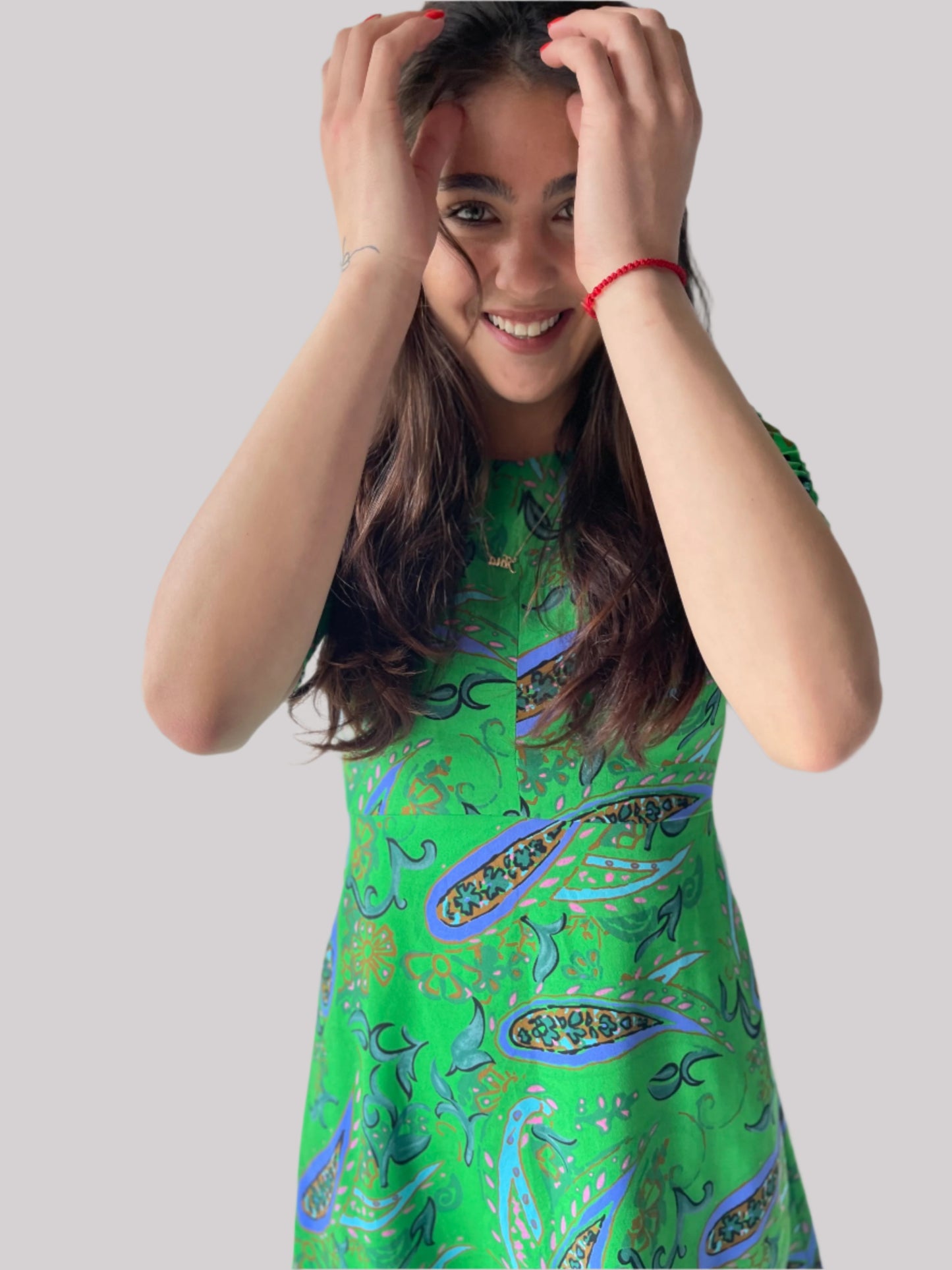 green summer mini dress by ZARA