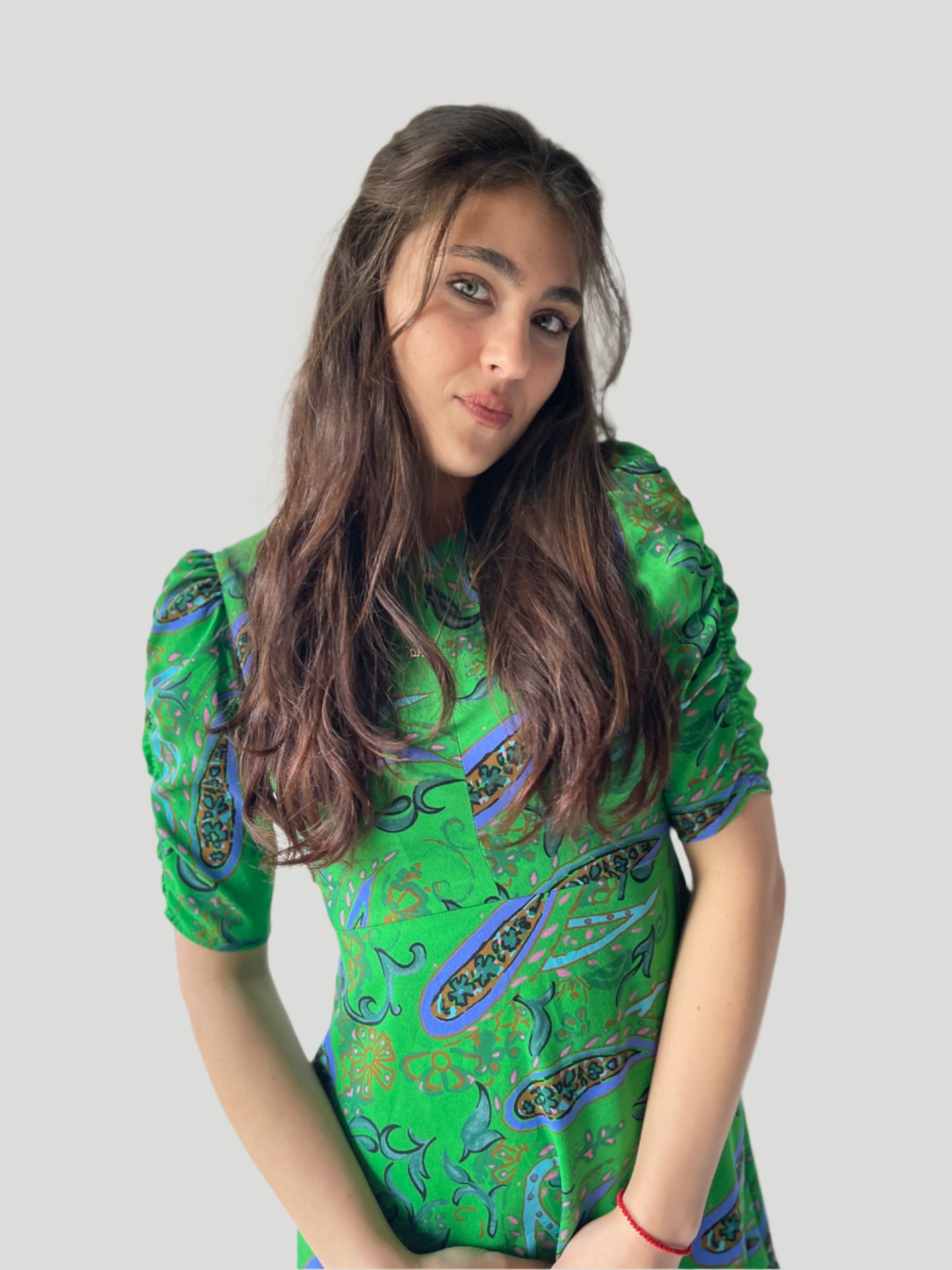 green summer mini dress by ZARA