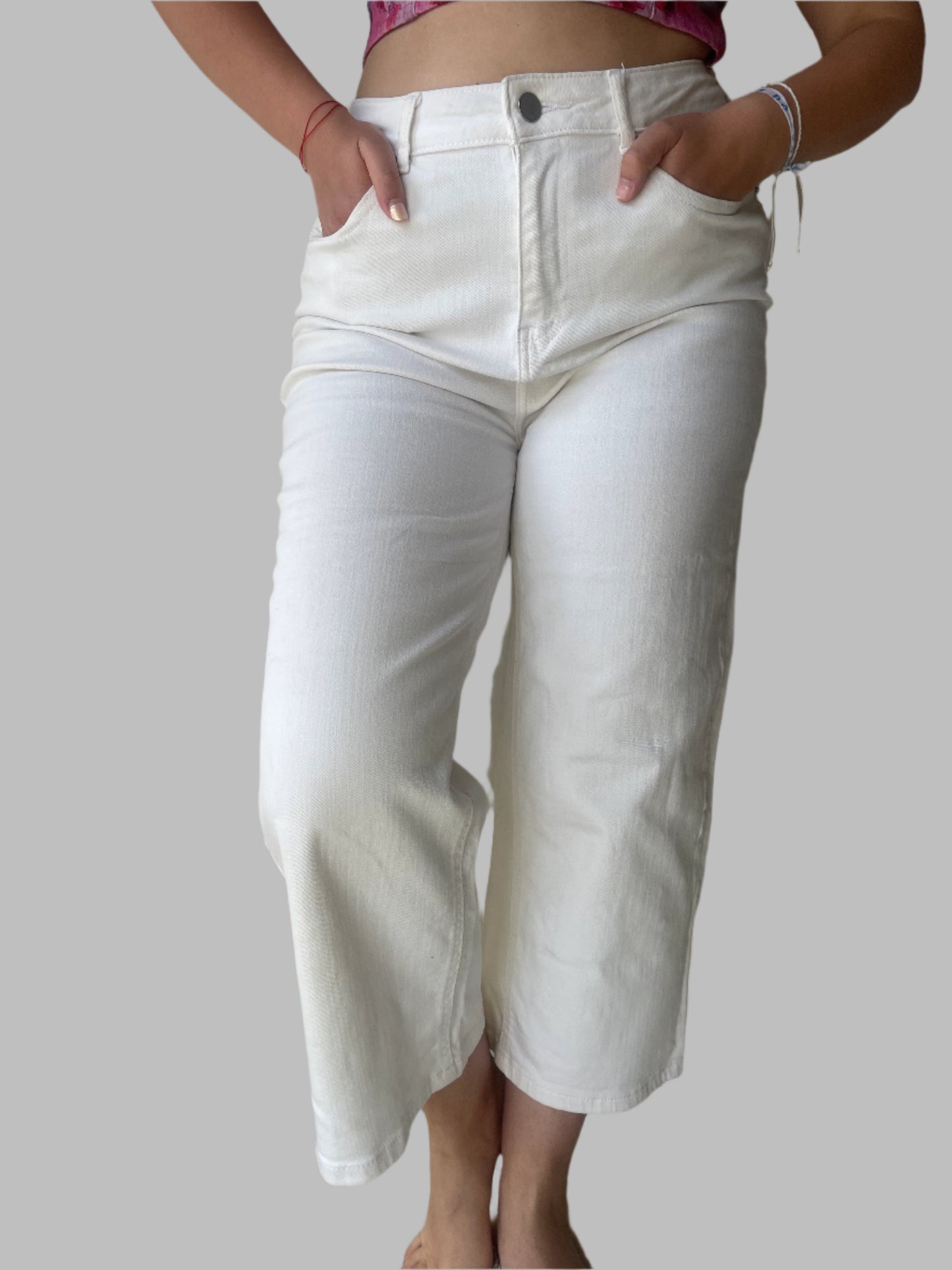 7/8 flared white jeans by Dunnes