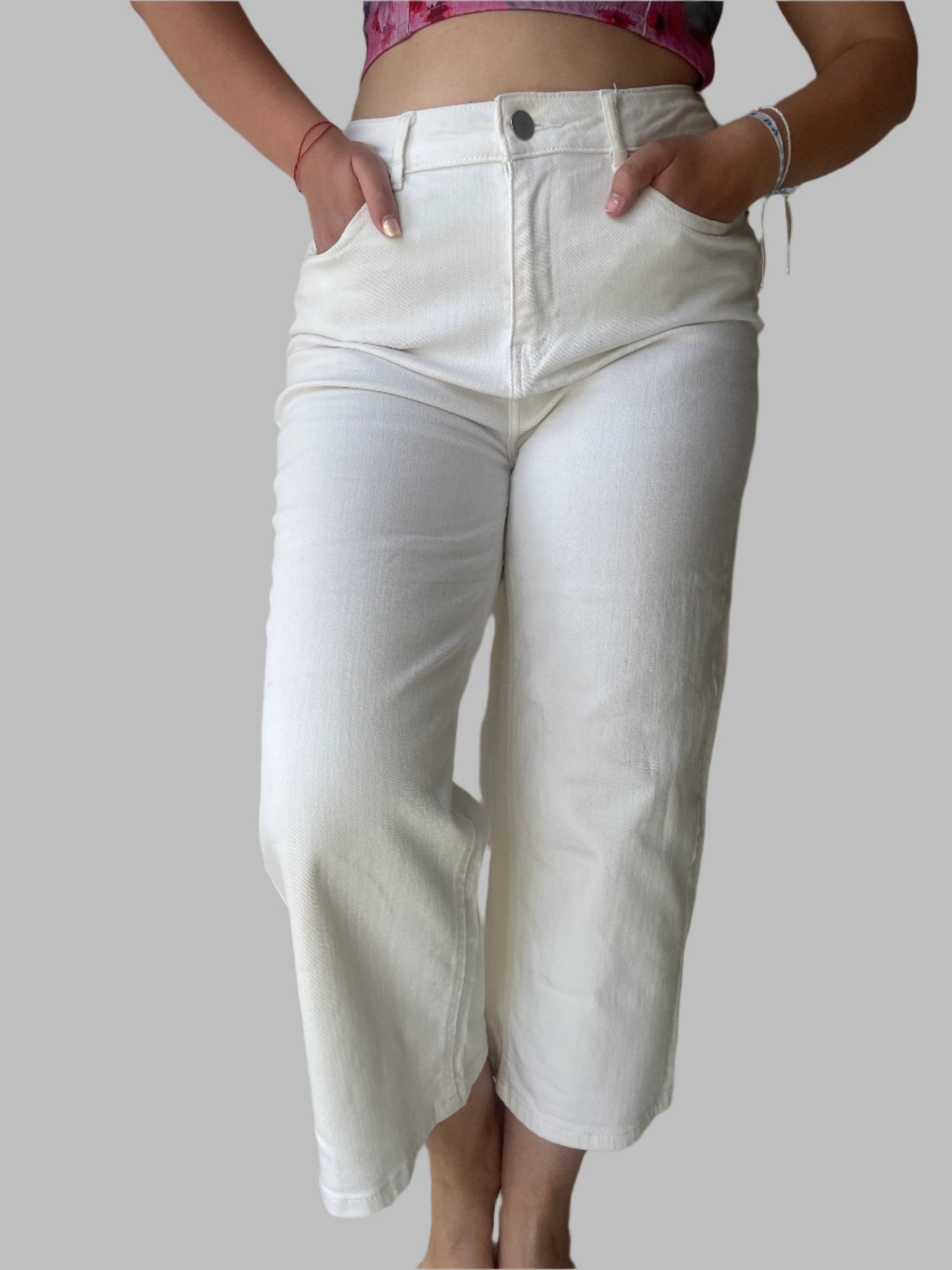7/8 flared white jeans by Dunnes