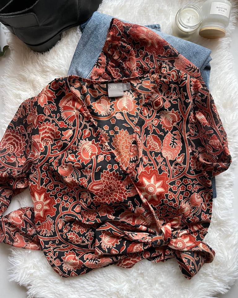 oriental wrap blouse