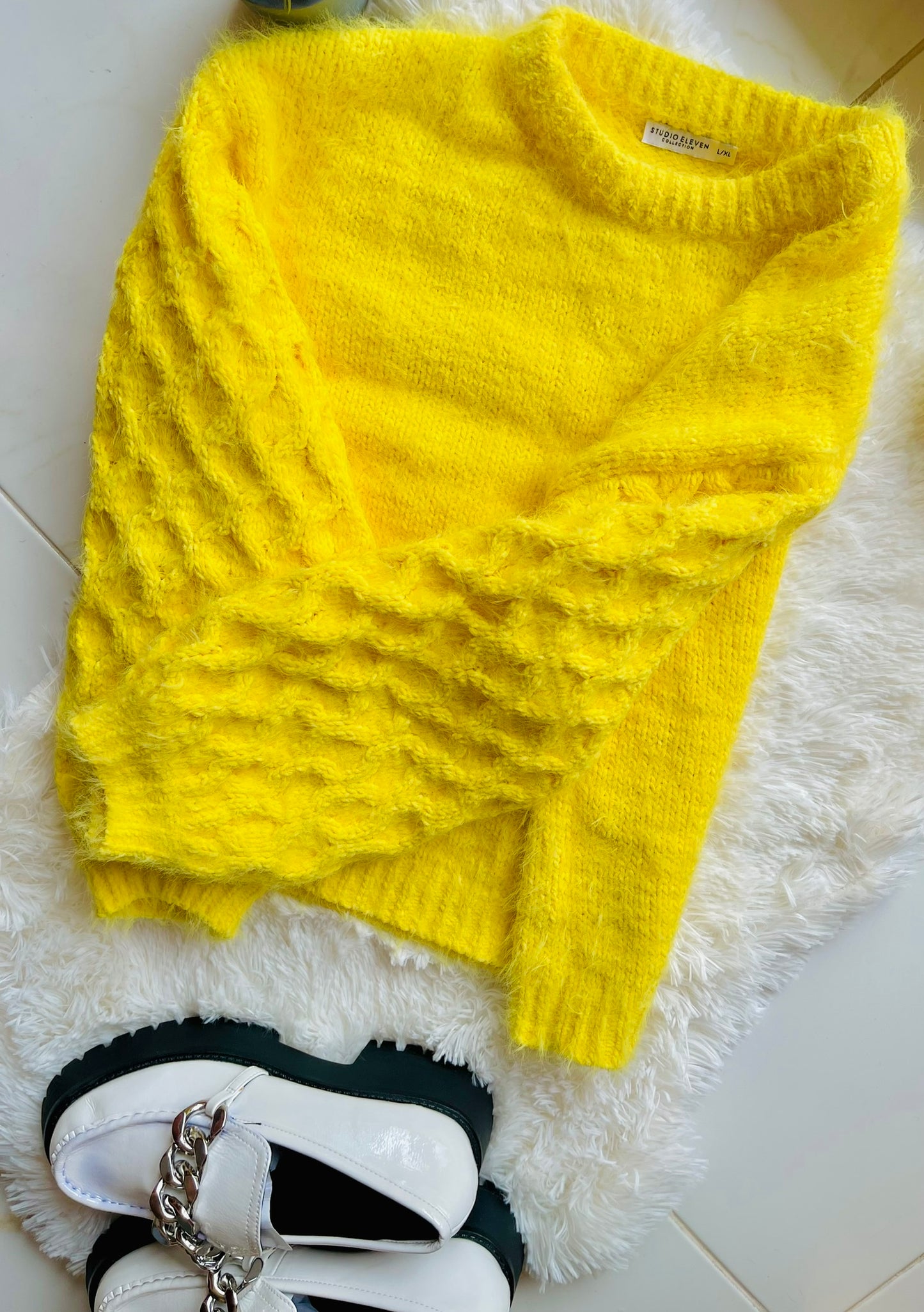 fluffy canary yellow pre-loved sweater
