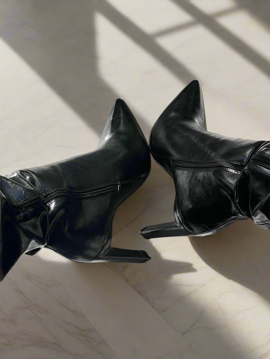 black high heel boots