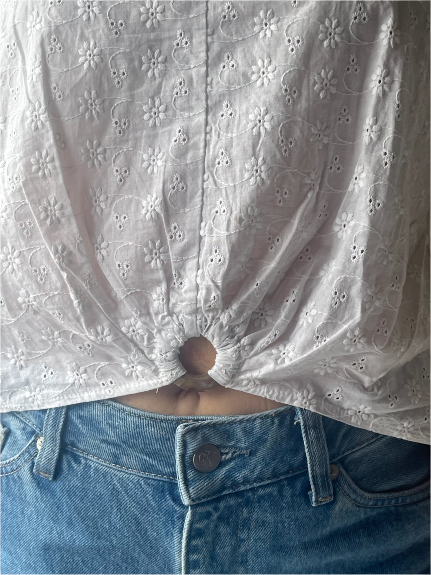 white t-shirt with tie front by ZARA