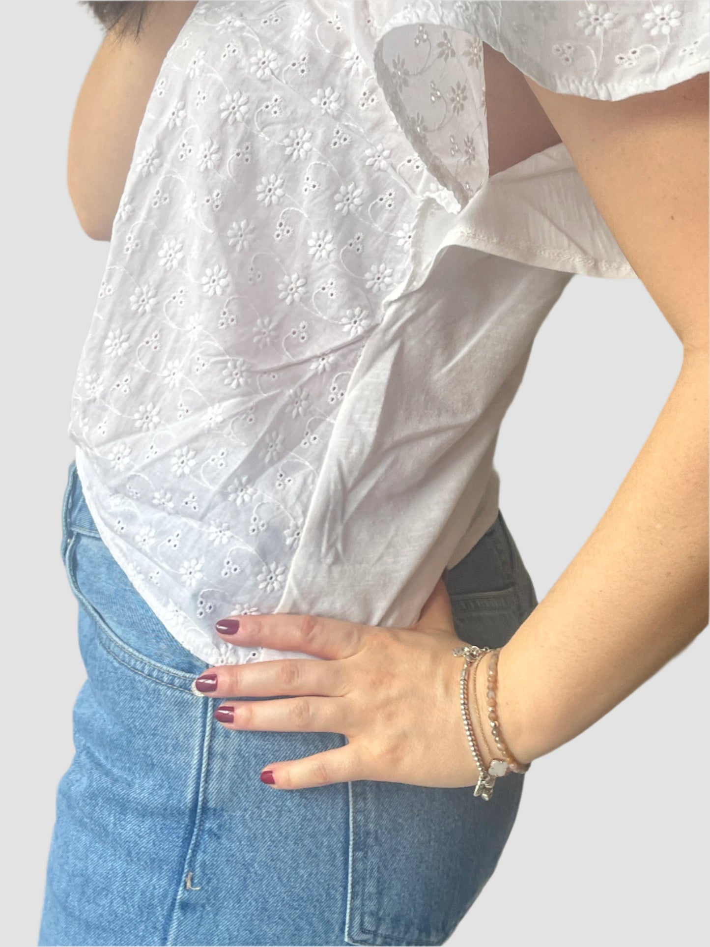 white t-shirt with tie front by ZARA