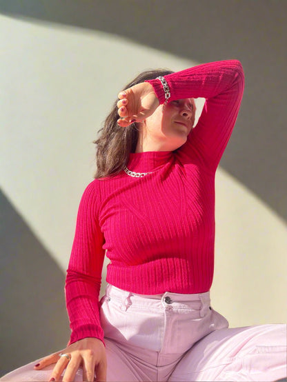 pink turtleneck top