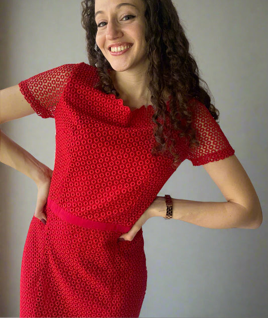 formal red midi dress by Kosmika