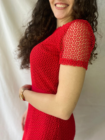 formal red midi dress by Kosmika