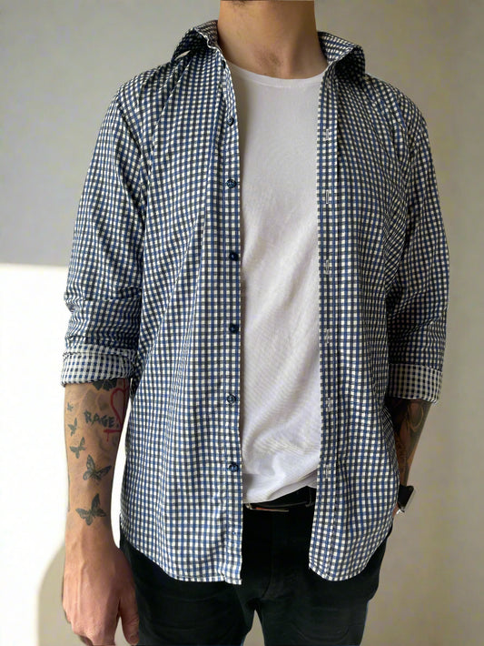 long-sleeve checkered shirt