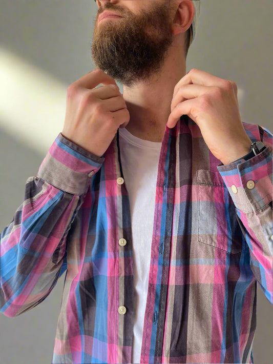 long-sleeve checkered shirt