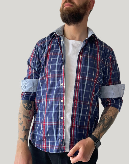 checkered long-sleeve shirt