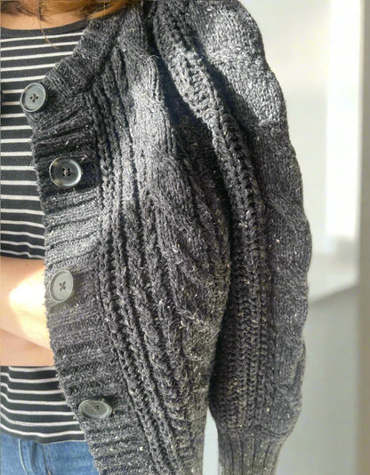 dark grey chunky cardigan from GAP