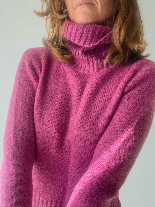 hot pink turtleneck sweater