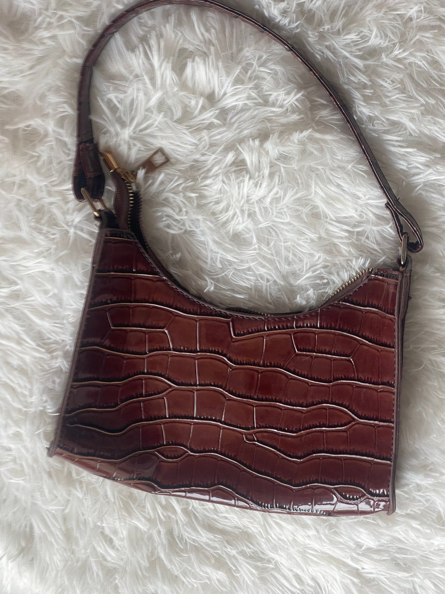 brown mini croco style bag