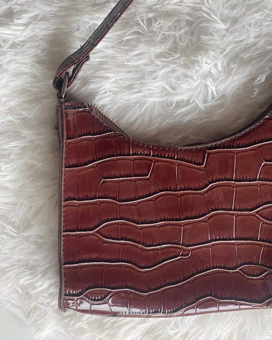 brown mini croco style bag