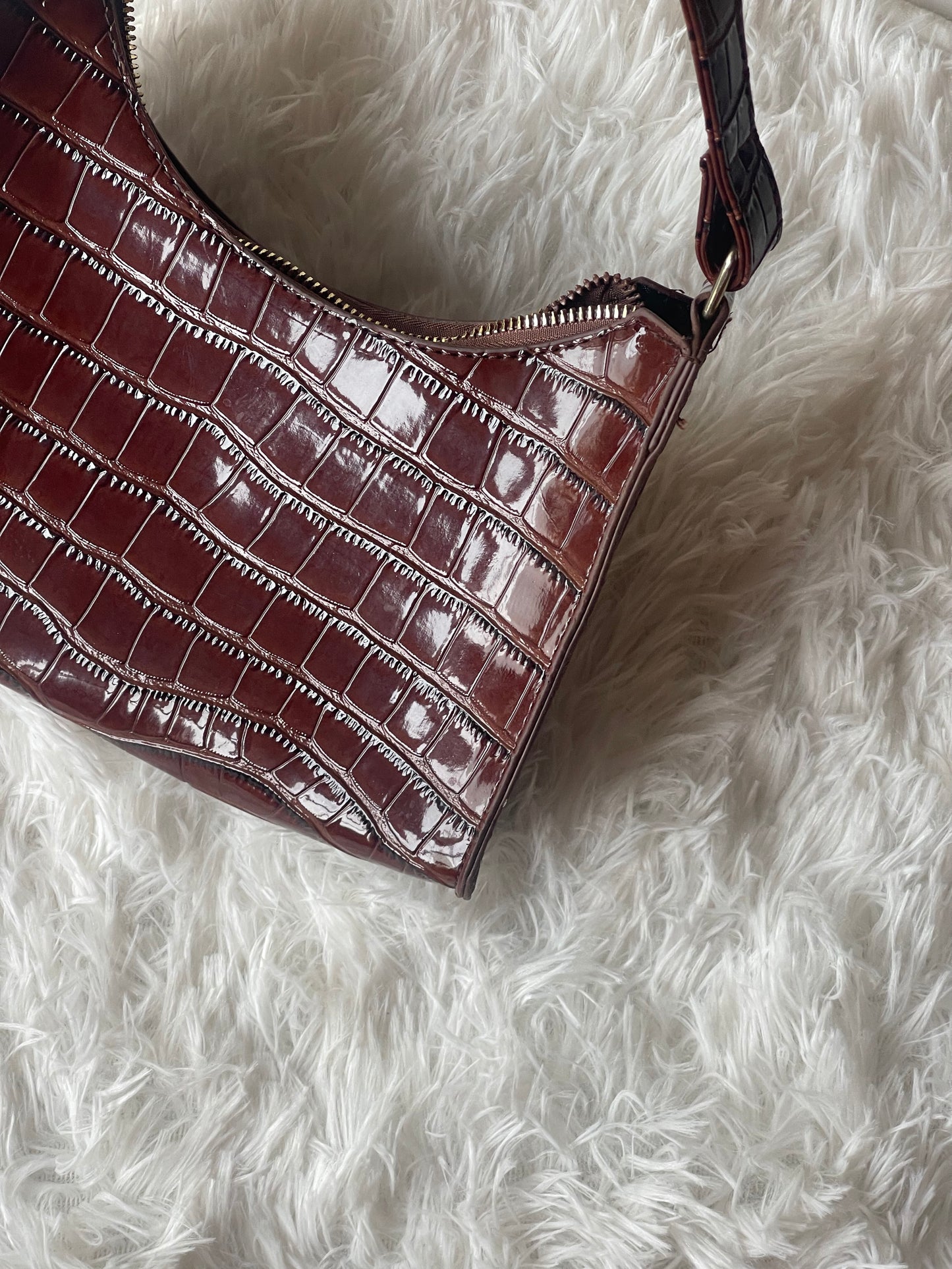 brown mini croco style bag