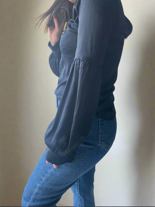 navy long-sleeve blouse by H&M