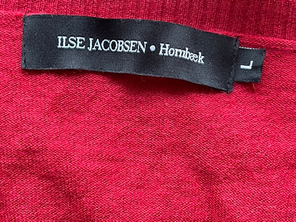 soft red cardigan with sequin effect by Ilse Jacobsen