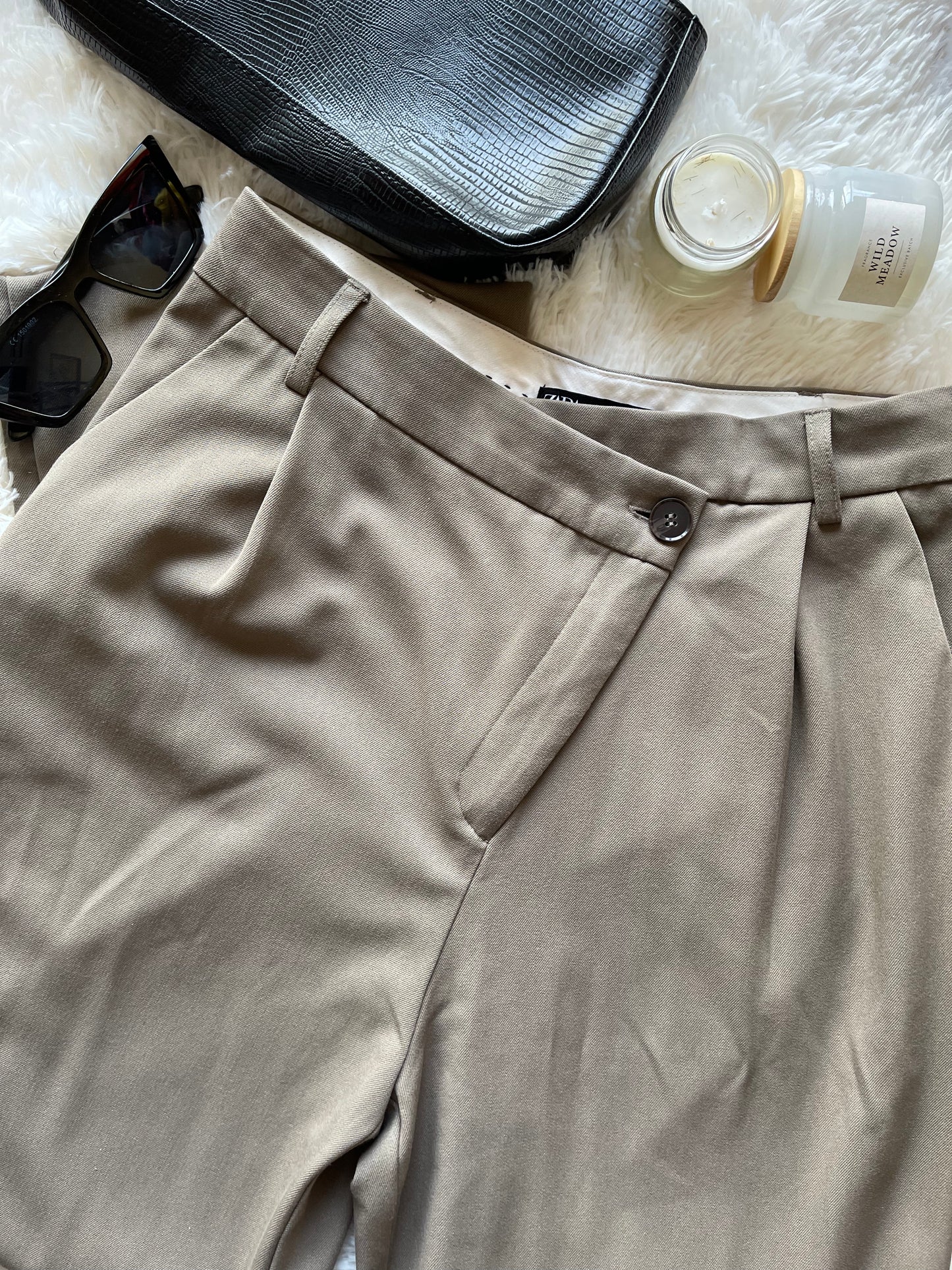 beige, straight-leg trouser from Zara