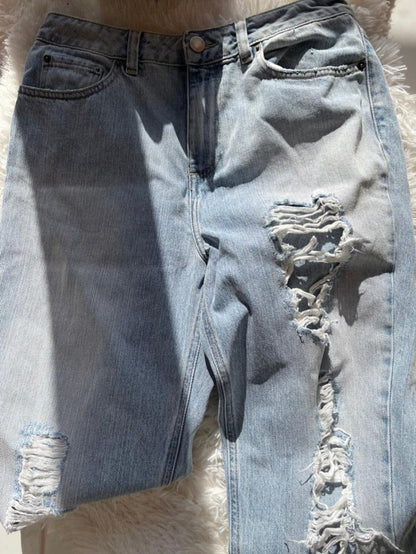 ASOS light denim jeans, with high waist and straight leg