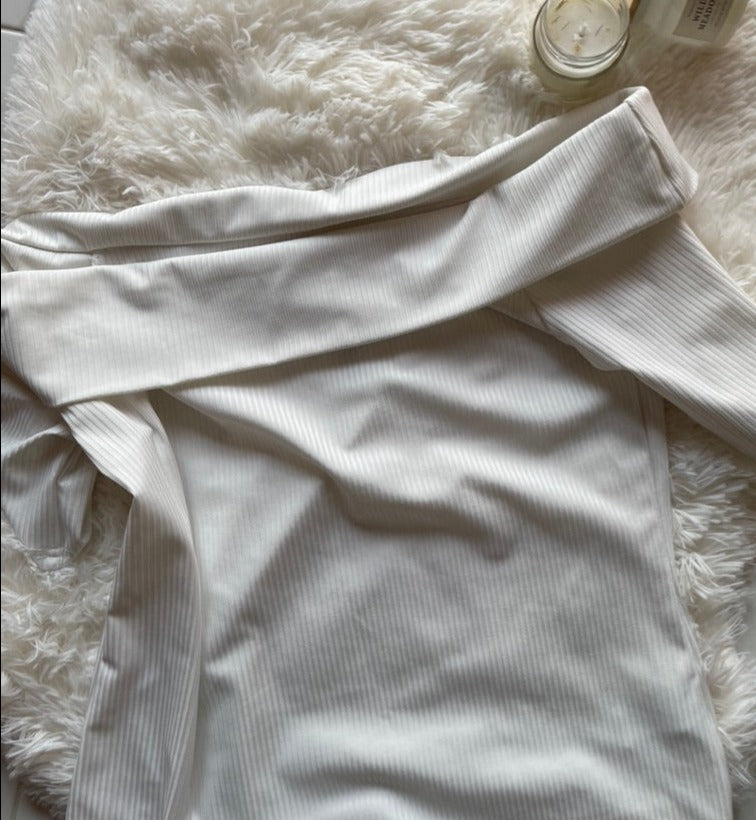 white blouse with bardot neckline from Primark