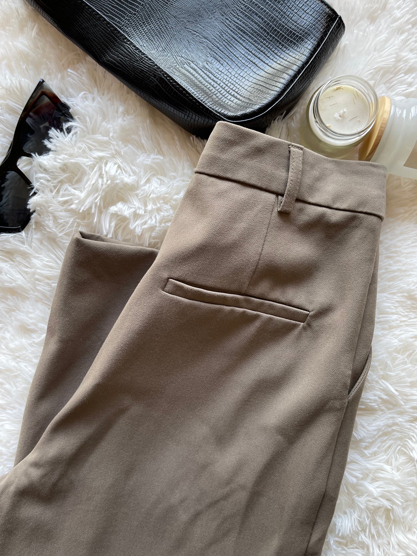 beige, straight-leg trouser from Zara