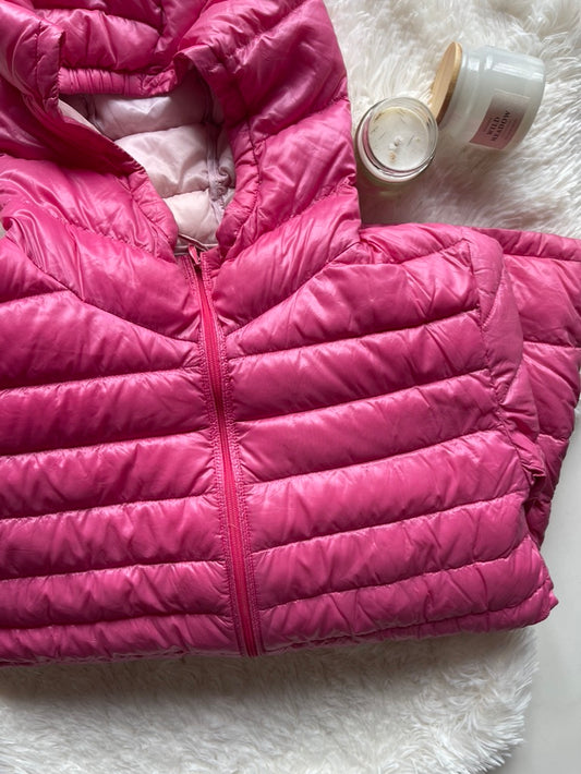bright pink, ultra light parka by Uniqlo